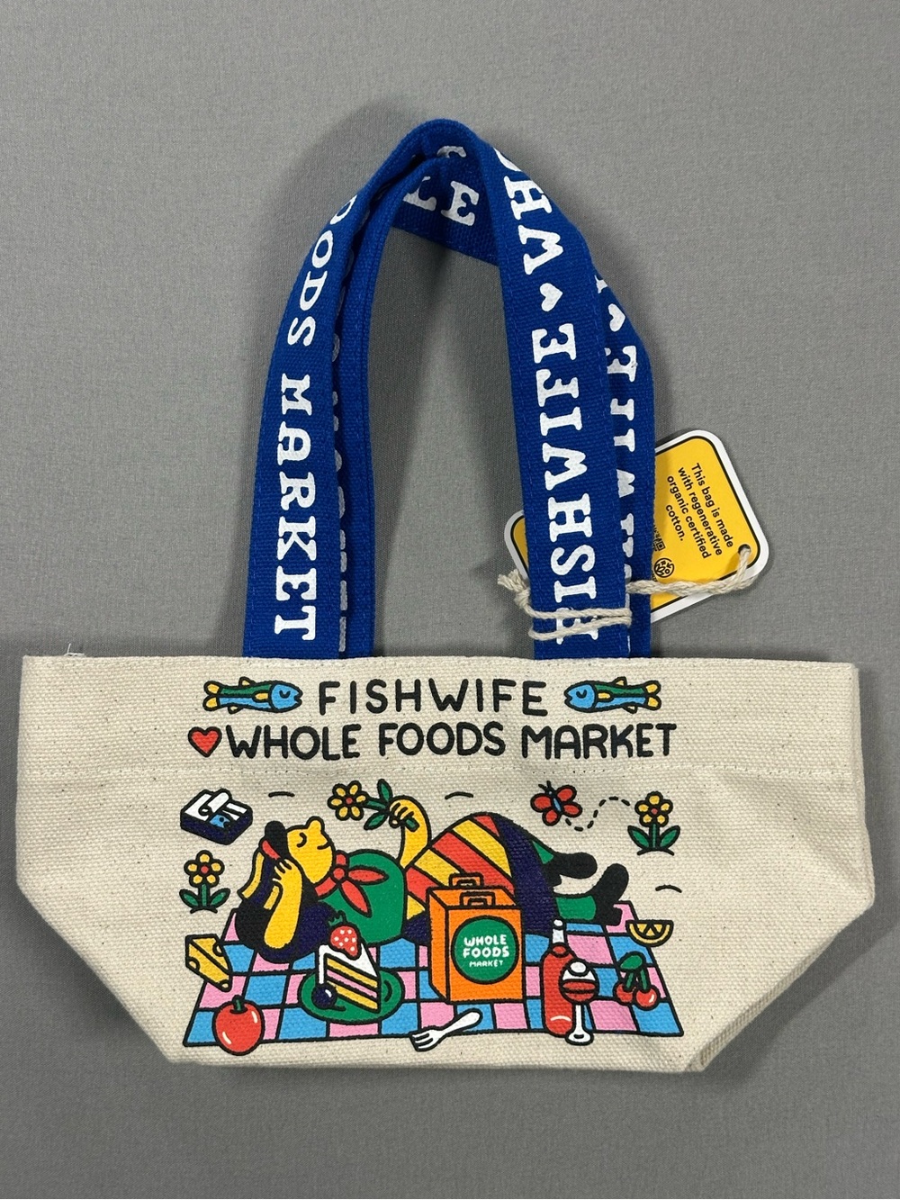 NWT Mini Fishwife x Whole Foods Market Canvas Micro Tote Bag